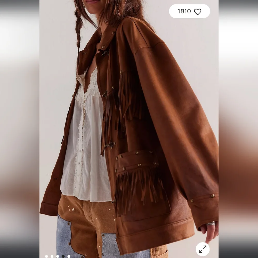 Free People We The Free Knox Vegan Fringe Leather Jacket - Picture 9 of 16